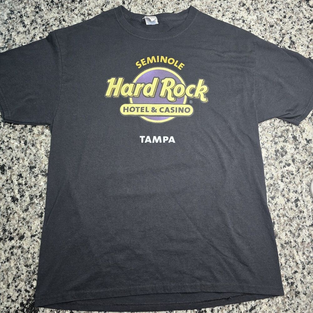 Hard Rock Shirt Men's L Black Seminole Hotel Casino Unity Tampa Graphic Tee